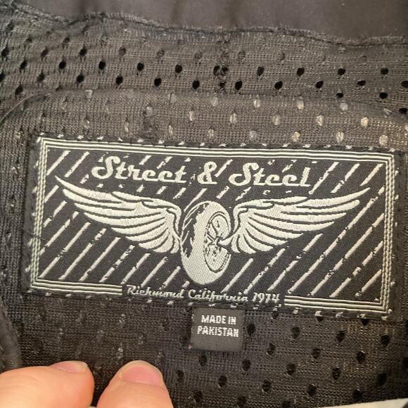 Mens Street & Steel Black Padded Full Zip Biker Bomber Jacket Size Medium - Picture 6 of 16